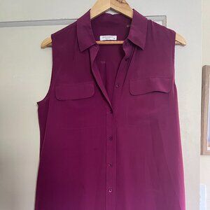 Equipment Fuschia Silk Sleeveless Blouse Womens S/P